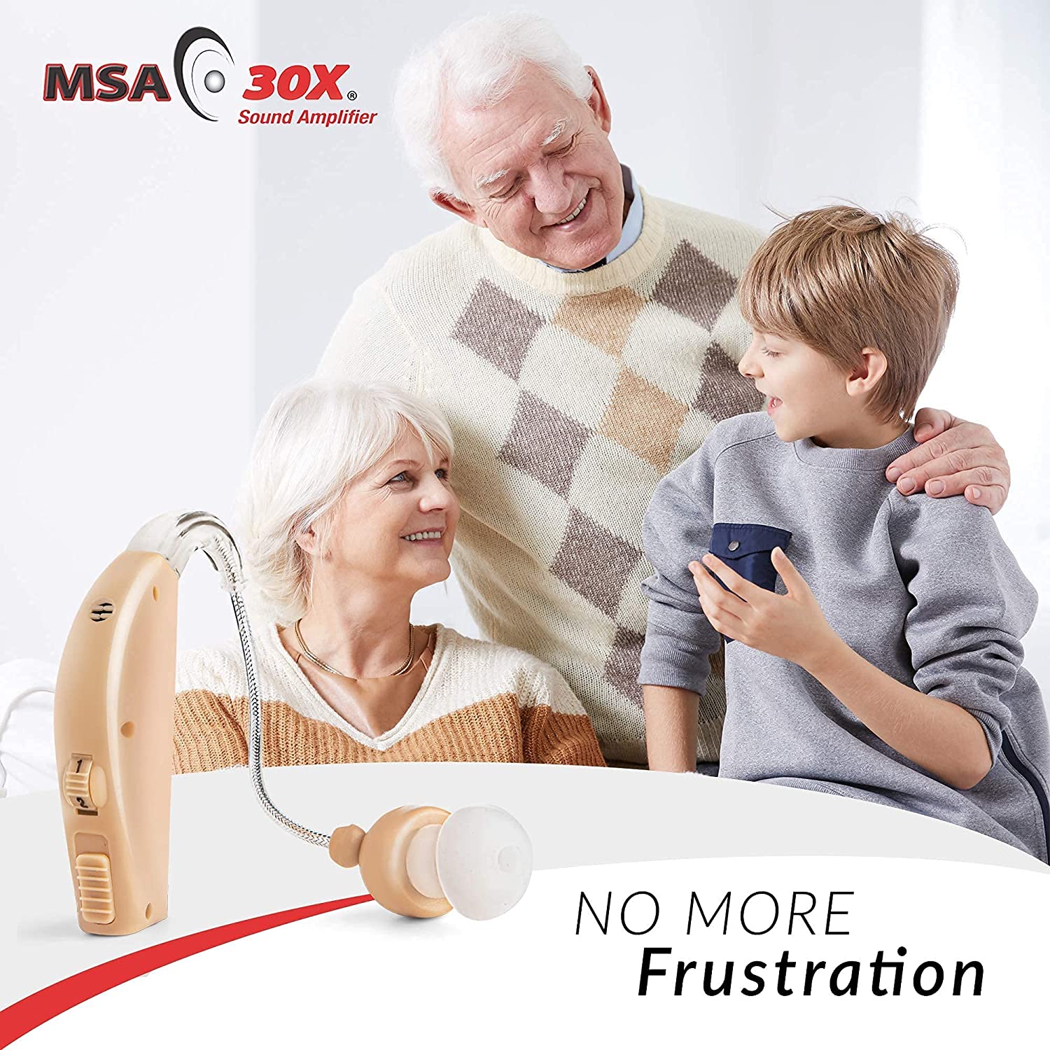 MSA 30X® My Tone Sound Amplifier BTE PSAD | 30X Amplification | Recharging Station, 6 Silicone Tips & 1 Cleaning Brush | Unisex | Right or Left Ear | Pack of 1